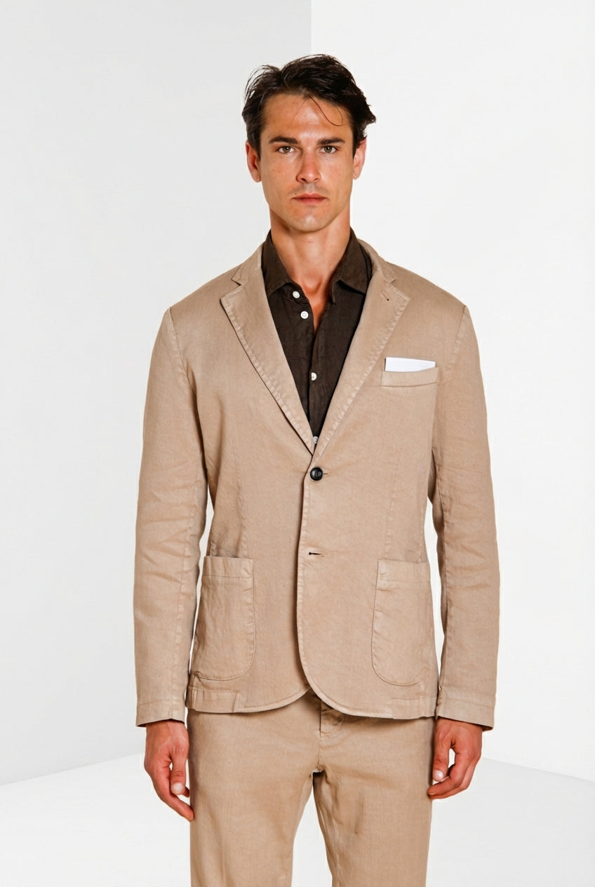Da Vinci blazer hombre en twill de lino y algodón