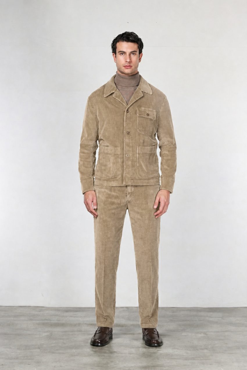 Work Jacket Herren-Overshirt aus breit geripptem Samt