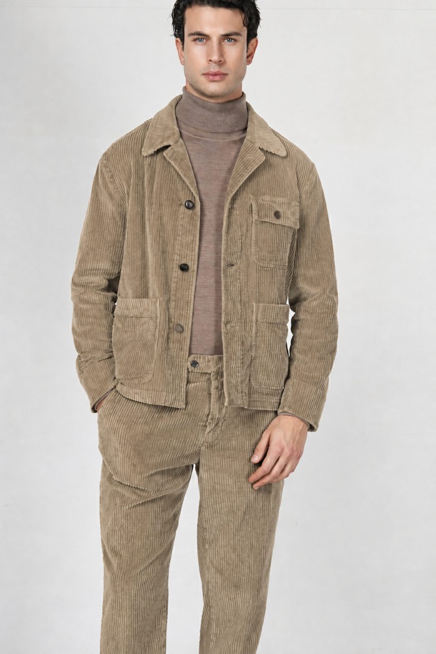 Work Jacket Herren-Overshirt aus breit geripptem Samt