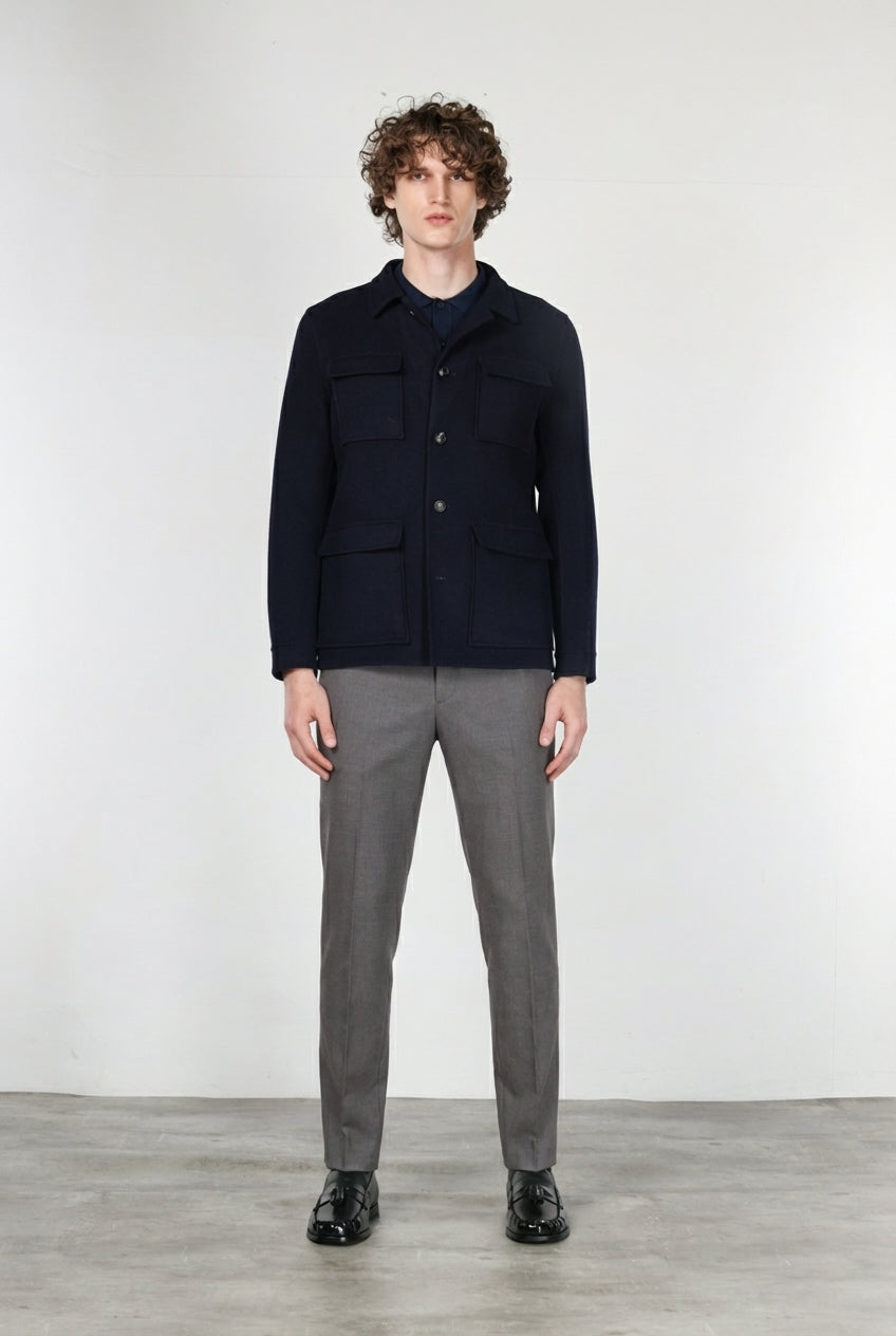 California Field Jacket uomo in lana fantasia galles