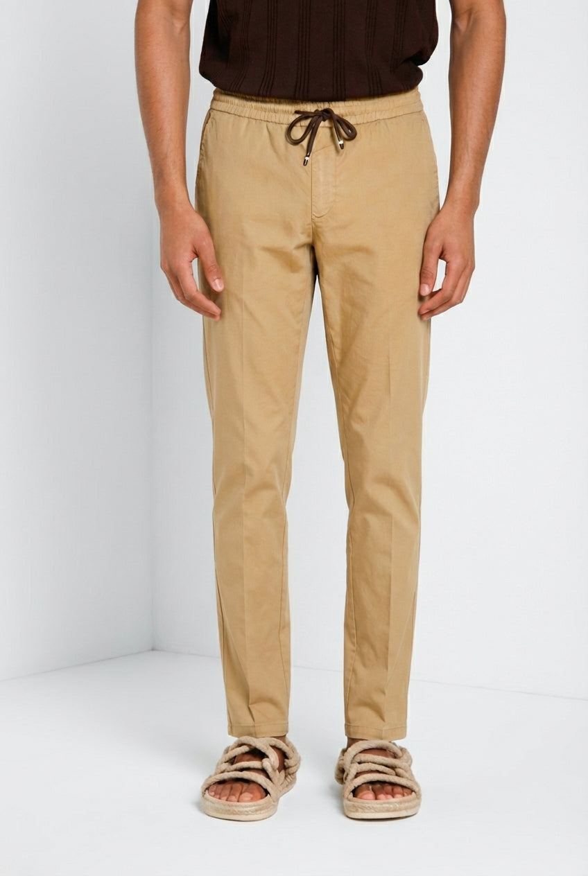 New York Sack men's chino jogger pants in lyocell and cotton parachute canvas regular fit