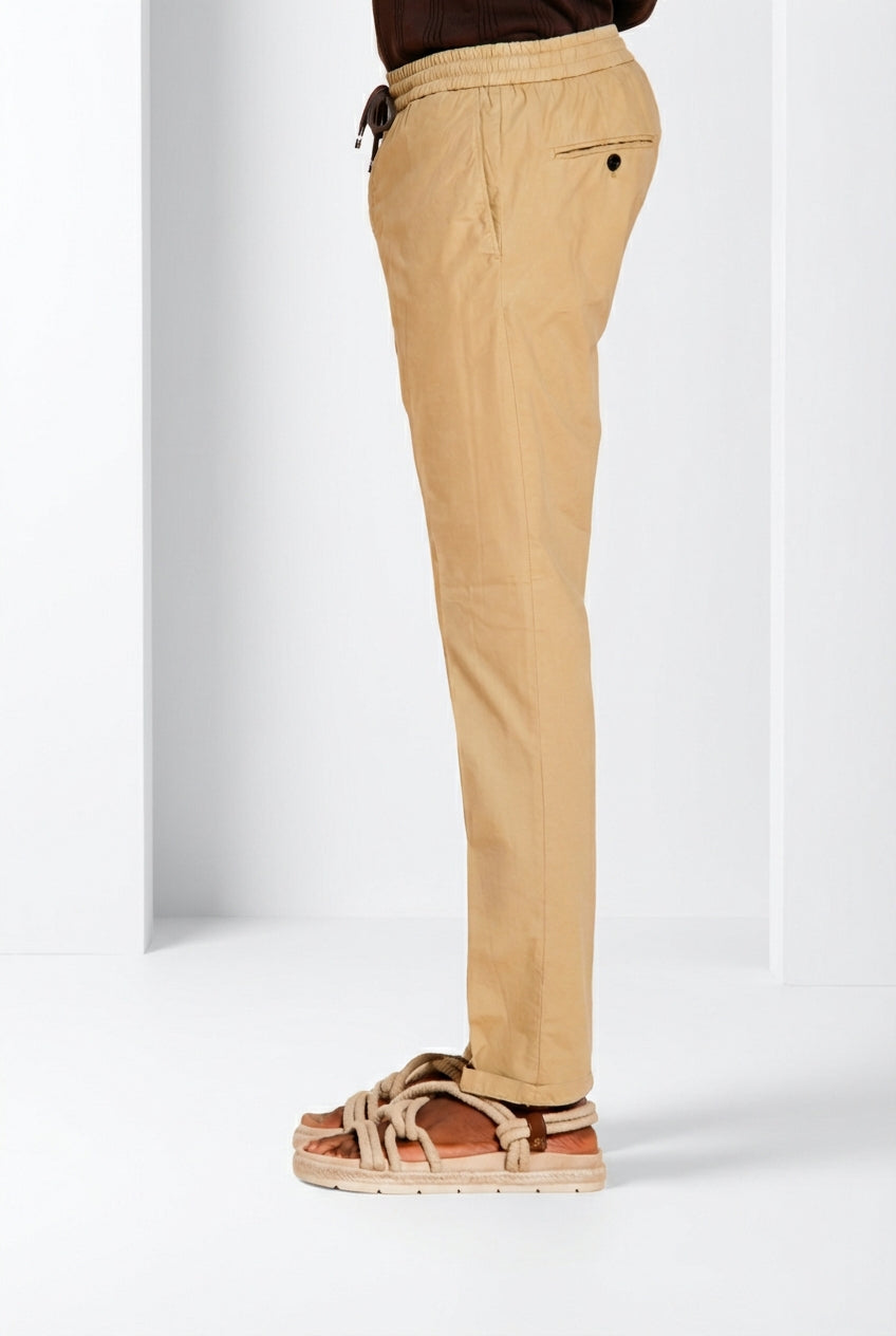 New York Sack men's chino jogger pants in lyocell and cotton parachute canvas regular fit