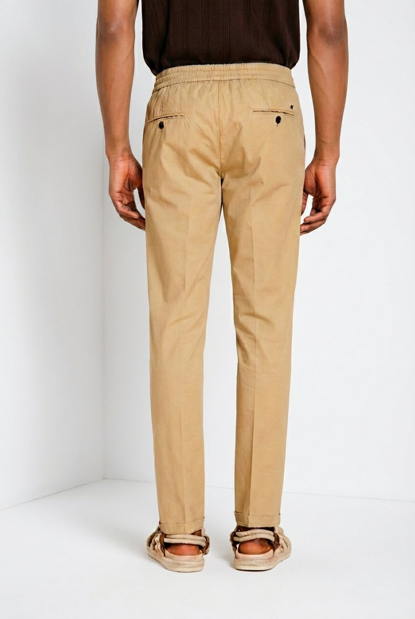 New York Sack men's chino jogger pants in lyocell and cotton parachute canvas regular fit