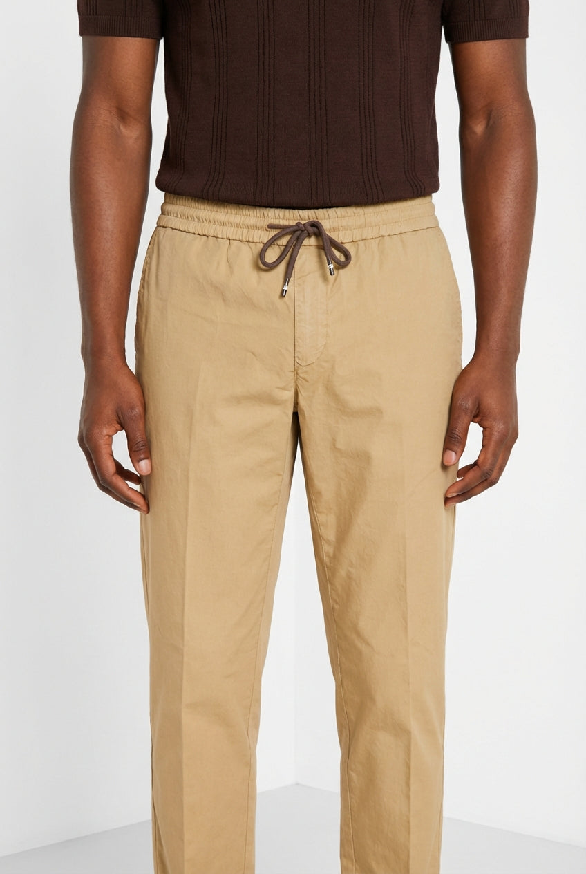 New York Sack men's chino jogger pants in lyocell and cotton parachute canvas regular fit