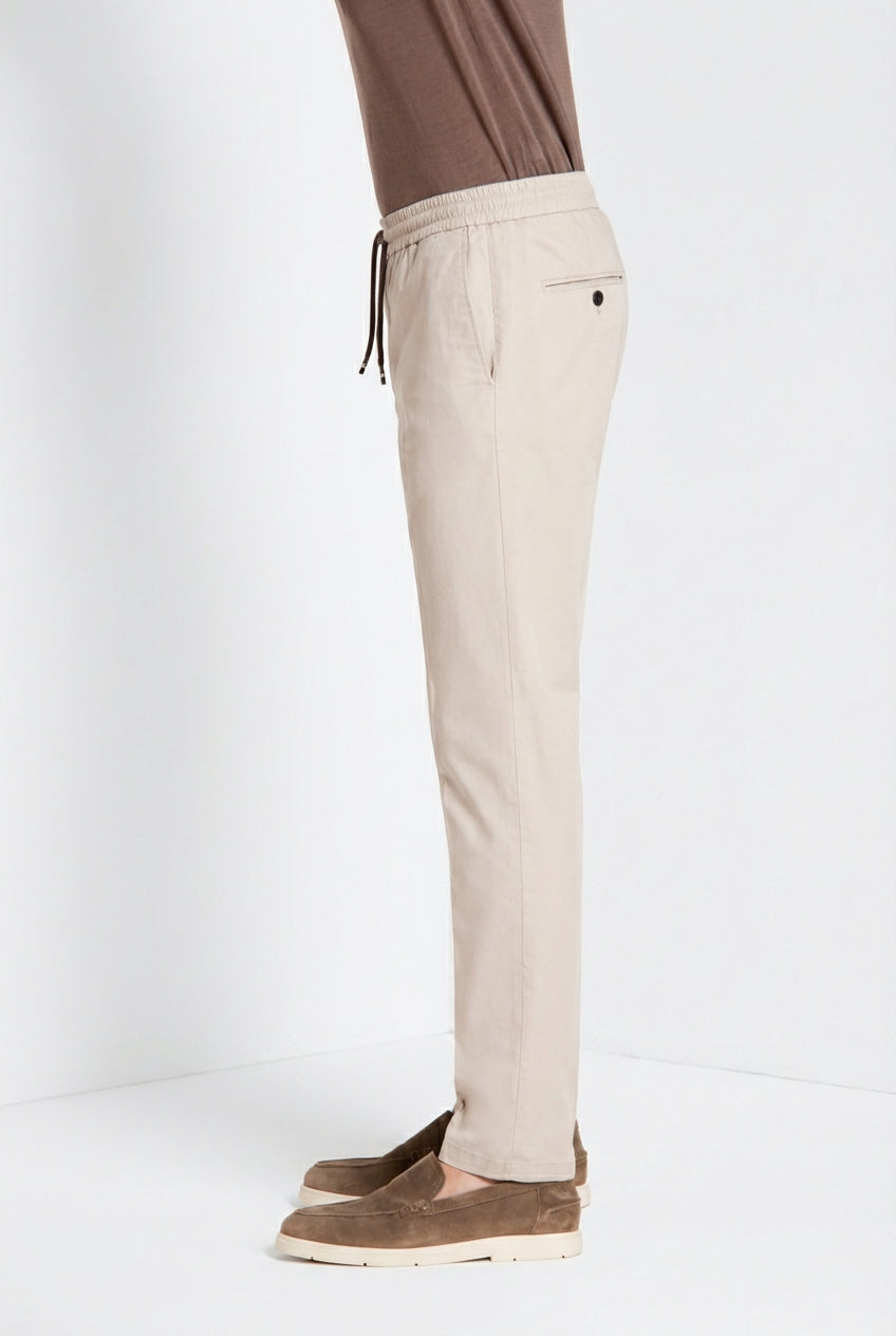 New York Sack men's chino jogger pants in lyocell and cotton parachute canvas regular fit