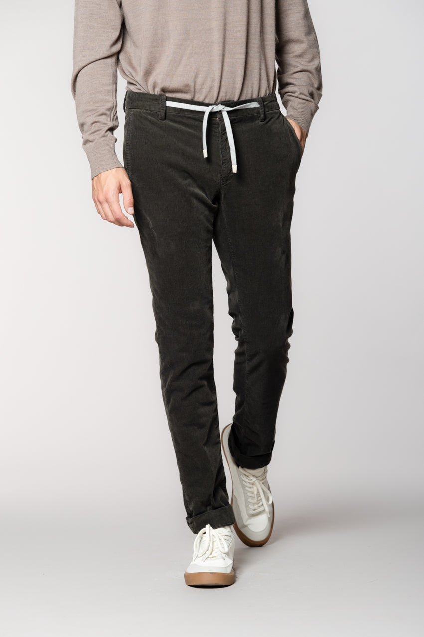 New York String pantalone chino jogger uomo in velluto 1500 righe regular fit