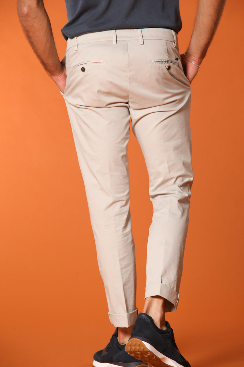 New York 1 Pinces City String pantalone chino uomo in twill di cotone pima leggero regular fit