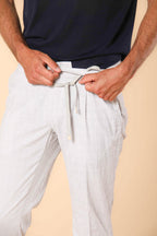 New York City 1 Pinces String men's pants in cotton seersucker with houndstooth pattern regular fit