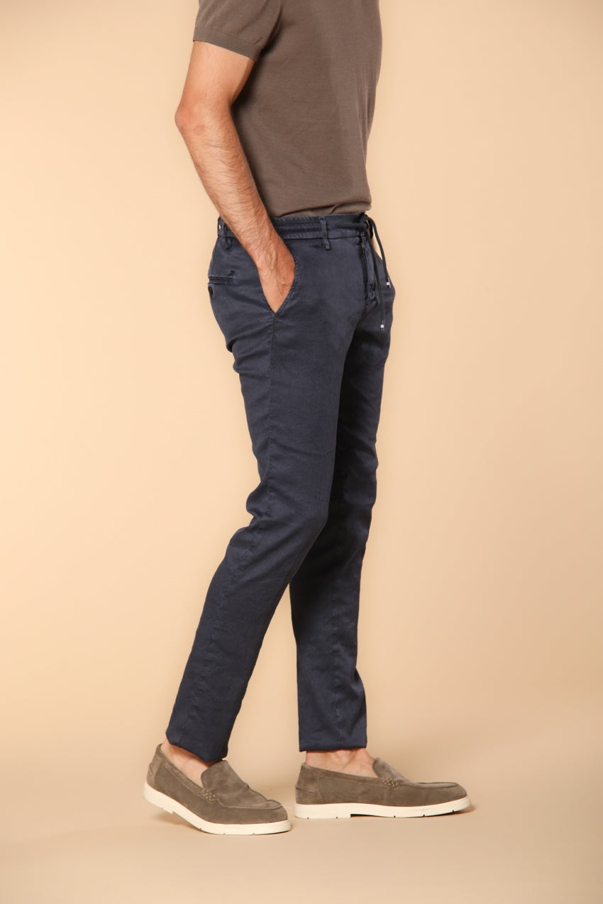 Milano Jogger pantalone uomo in twill di lino e cotone extra slim fit