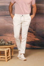 Milano Jogger men's pants in linen and cotton twill extra slim fit