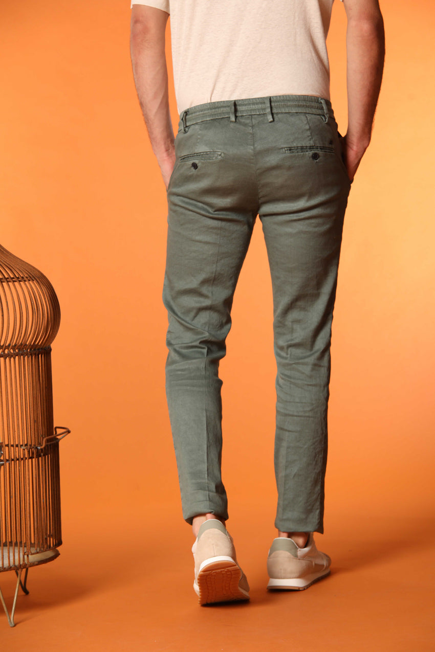 Milano Jogger men's pants in linen and cotton twill extra slim fit