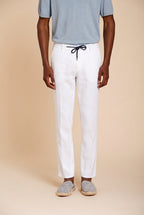 Milano Jogger men's chino pants in linen and cotton twill extra slim fit
