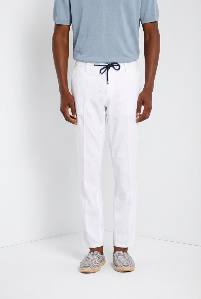 Milano Jogger pantalón chino hombre en twill de lino y algodón extra slim fit