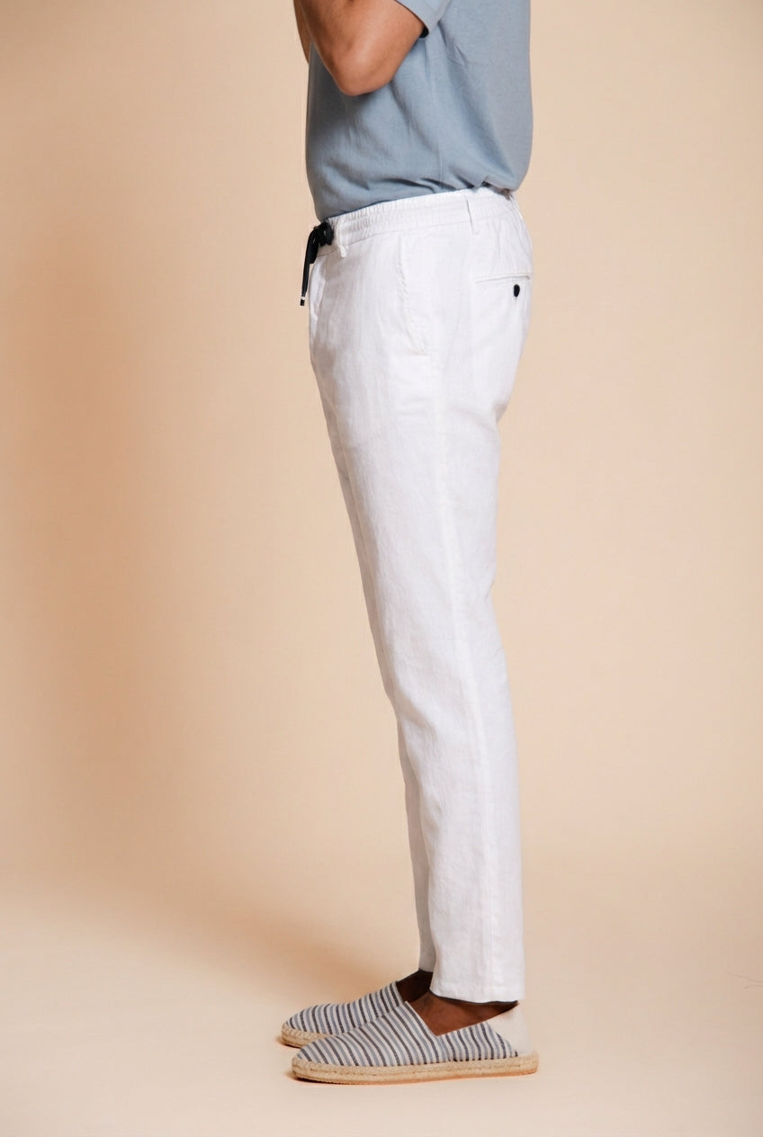 Milano Jogger men's chino pants in linen and cotton twill extra slim fit