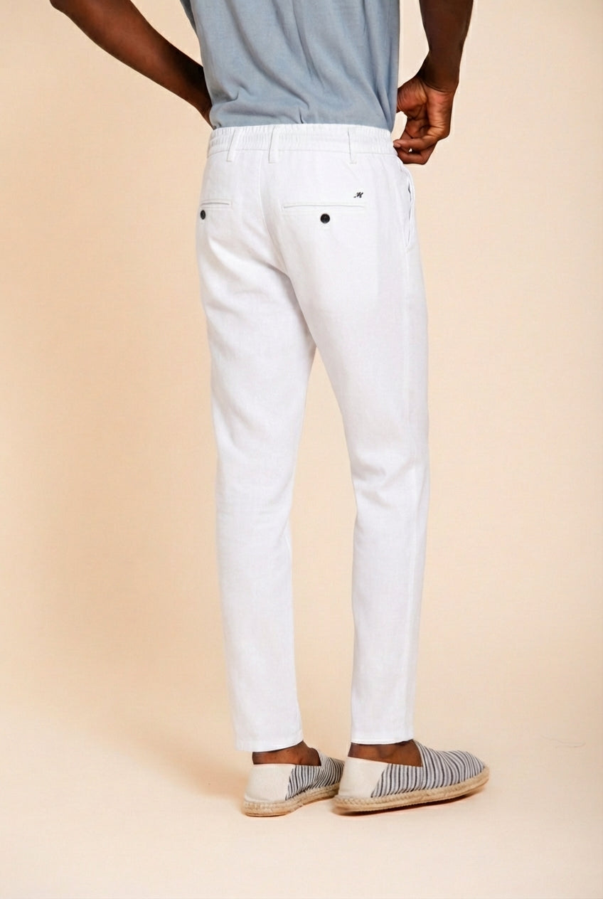 Milano Jogger men's chino pants in linen and cotton twill extra slim fit