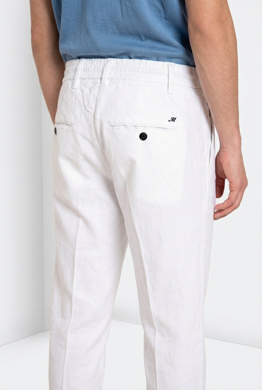 Milano Jogger pantalón chino hombre en twill de lino y algodón extra slim fit