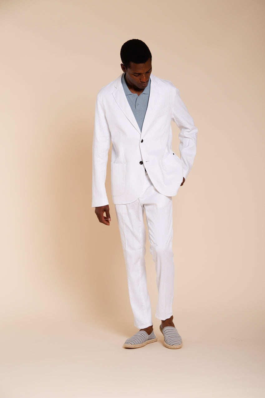 Milano Jogger pantalone chino uomo in twill di lino e cotone extra slim fit