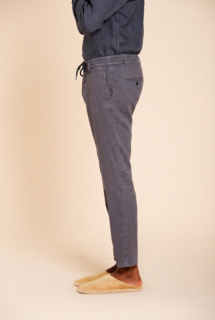 Milano Jogger men's chino pants in linen and cotton twill extra slim fit