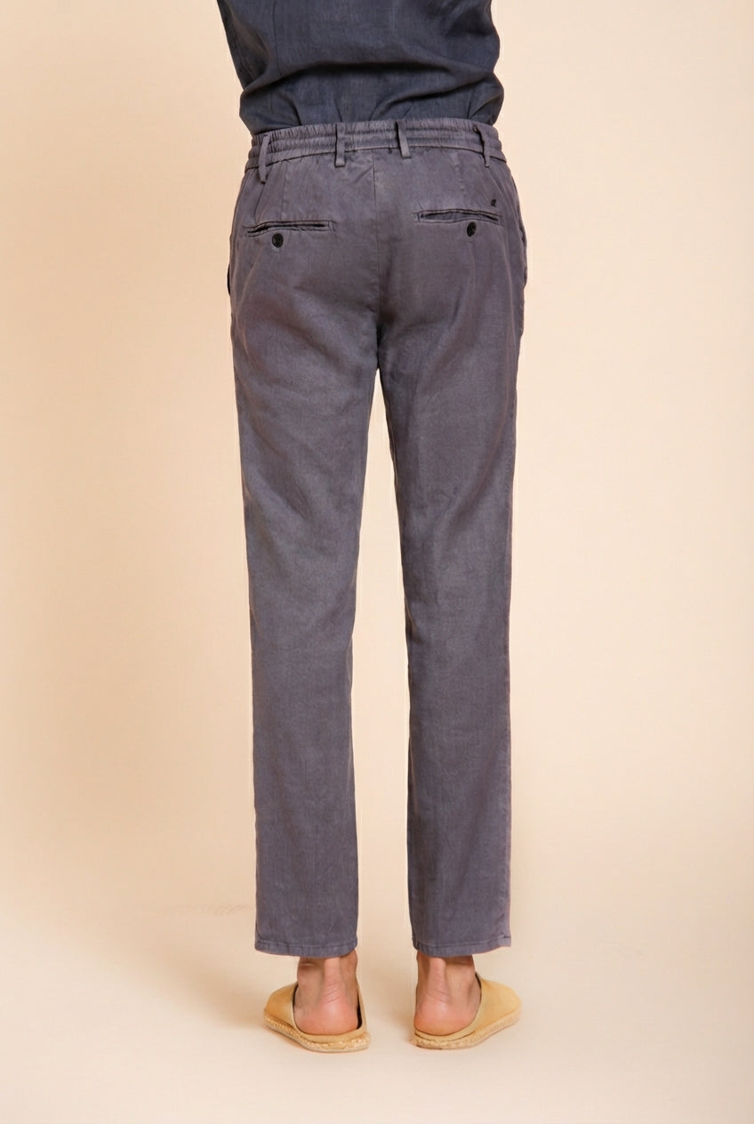 Milano Jogger men's chino pants in linen and cotton twill extra slim fit