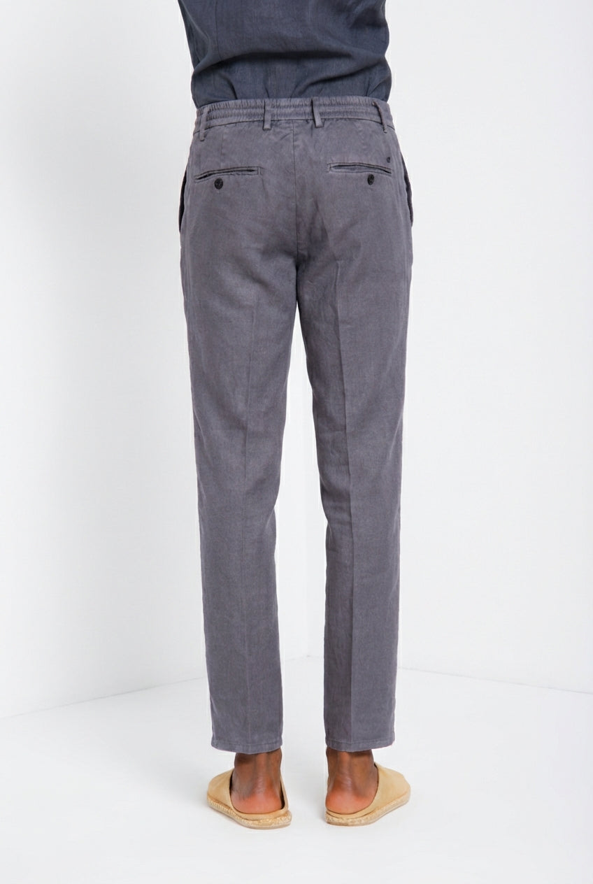 Milano Jogger Herren Chinohose aus Leinen und Baumwoll Twill extra slim fit