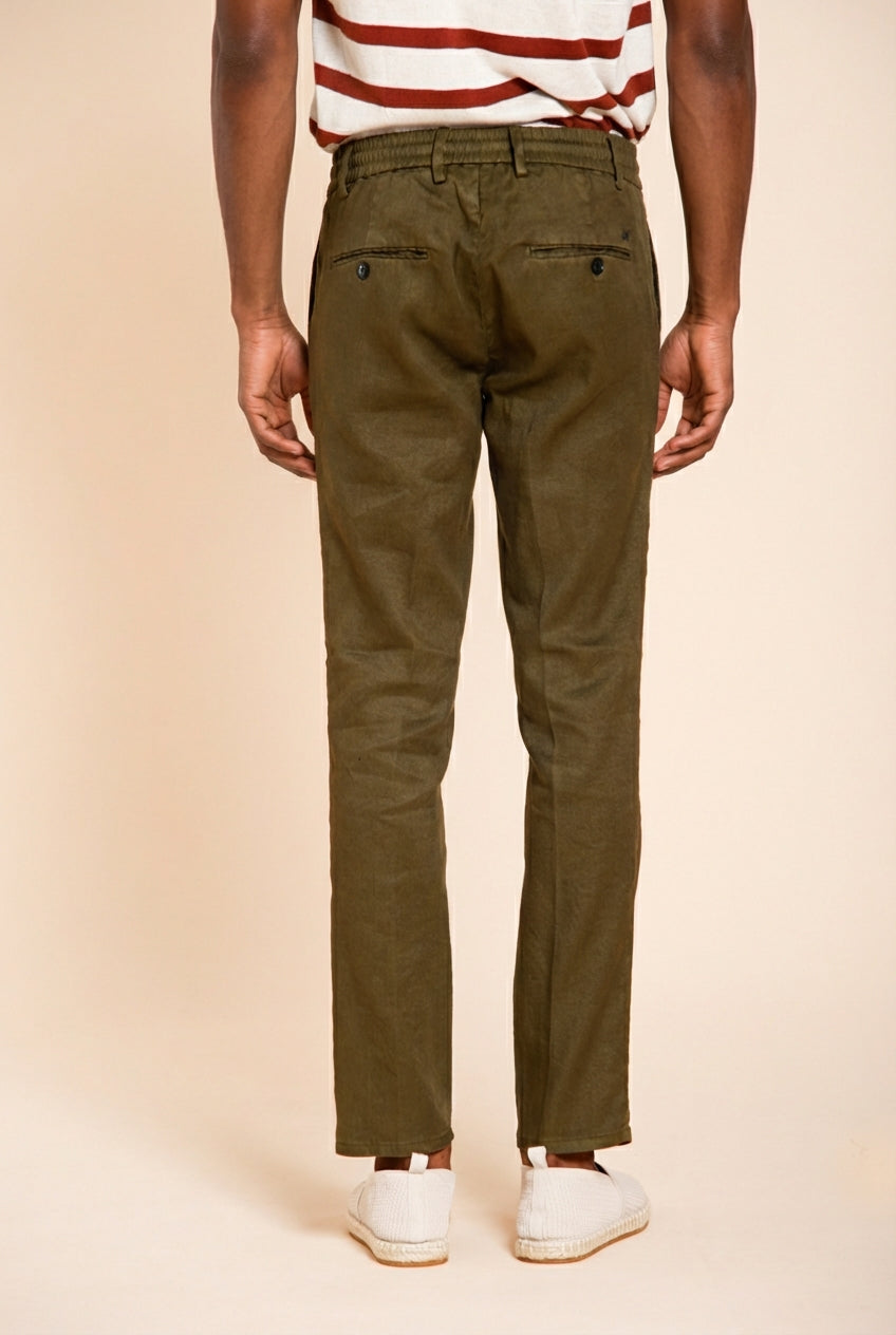 Milano Jogger men's chino pants in linen and cotton twill extra slim fit
