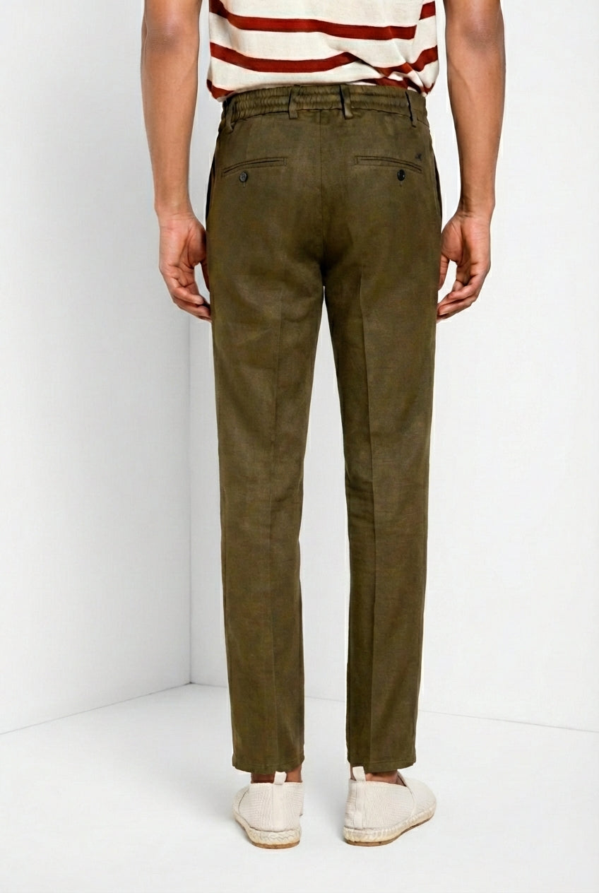 Milano Jogger men's chino pants in linen and cotton twill extra slim fit
