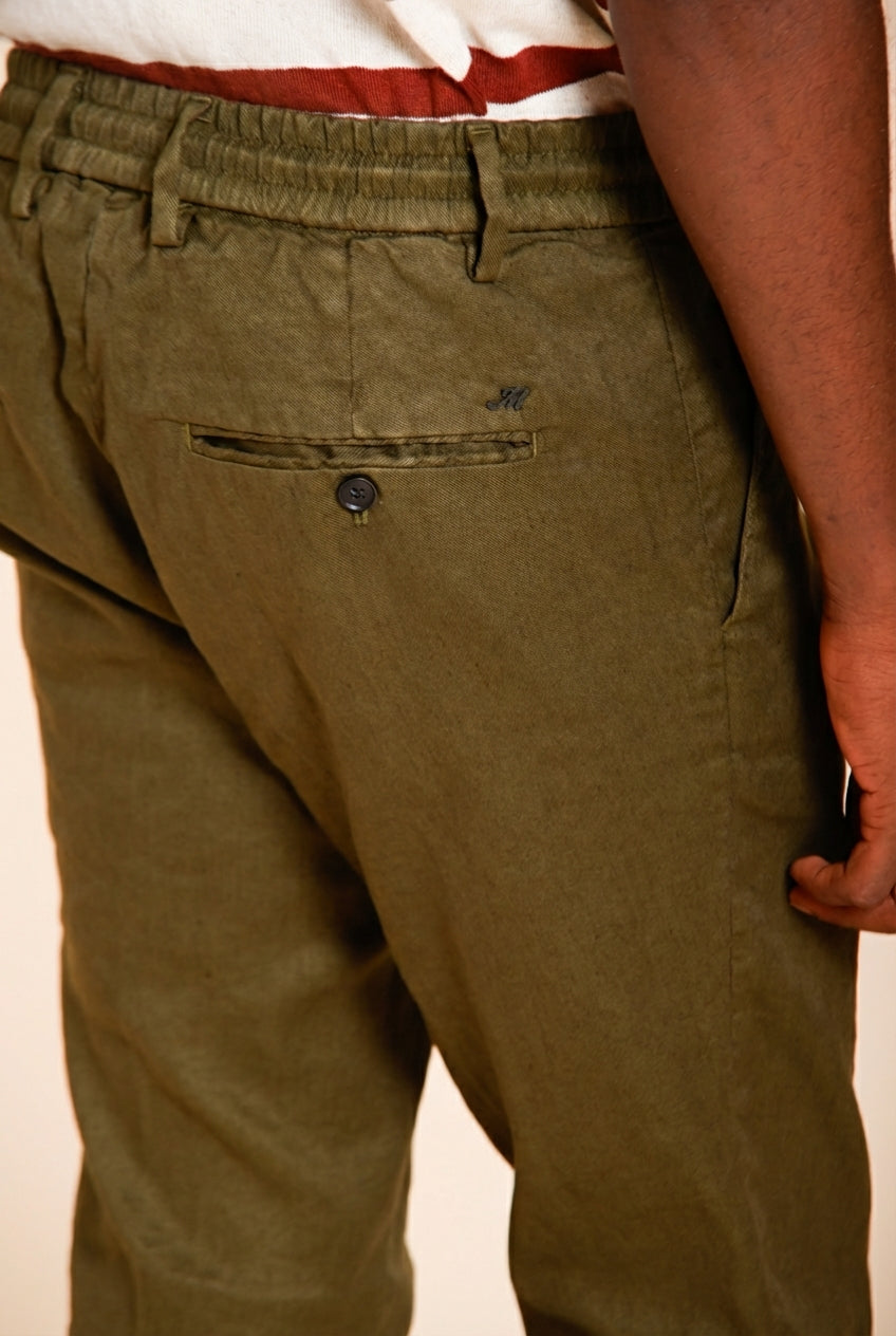 Milano Jogger men's chino pants in linen and cotton twill extra slim fit