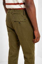Milano Jogger men's chino pants in linen and cotton twill extra slim fit
