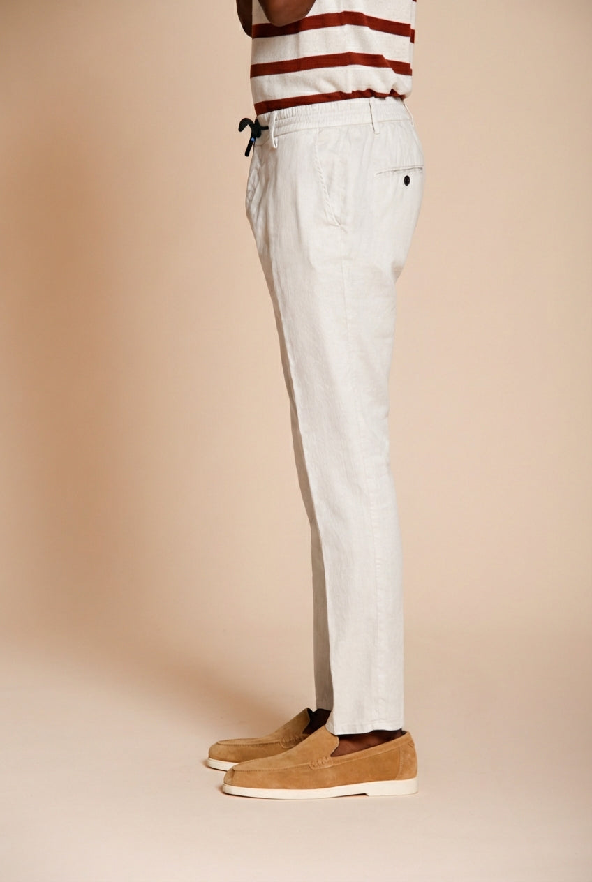 Milano Jogger men's chino pants in linen and cotton twill extra slim fit