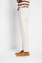 Milano Jogger men's chino pants in linen and cotton twill extra slim fit