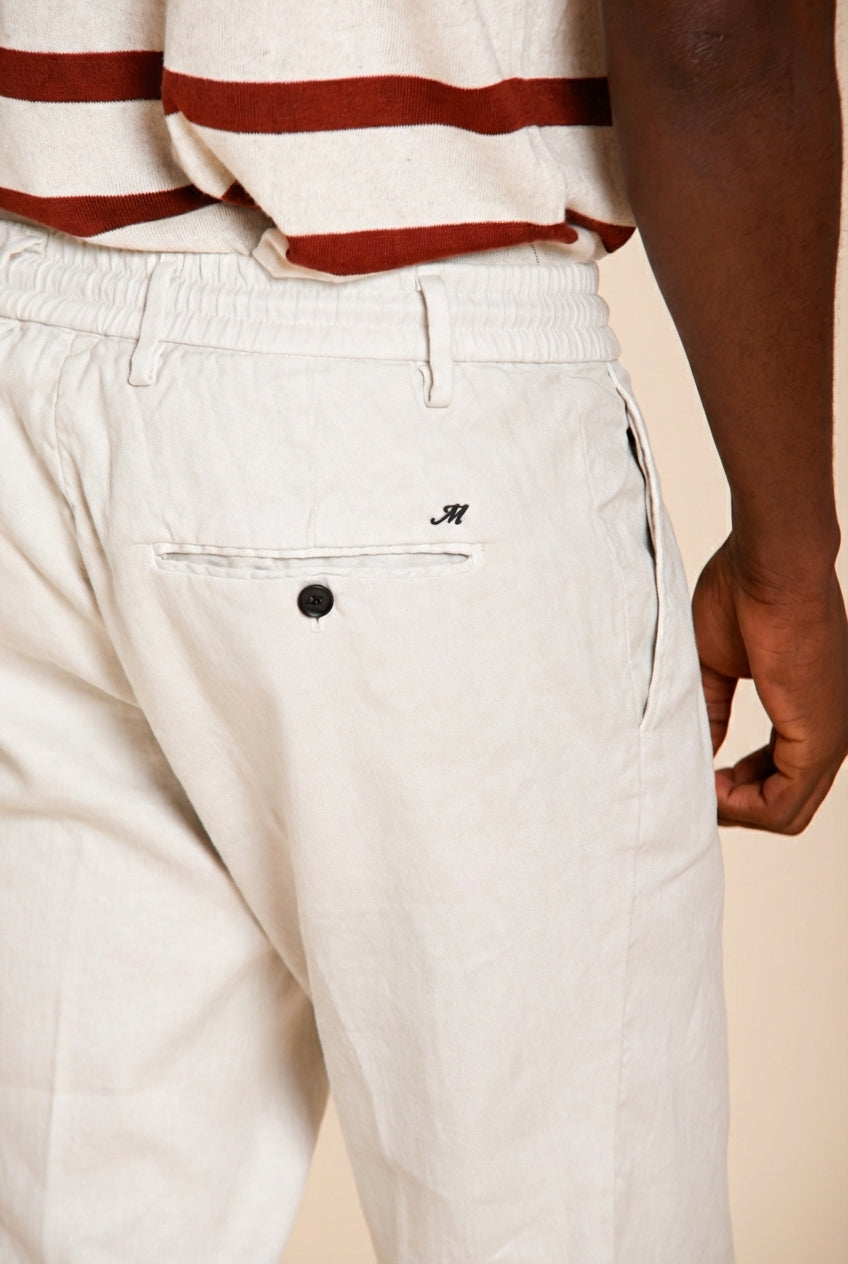 Milano Jogger men's chino pants in linen and cotton twill extra slim fit