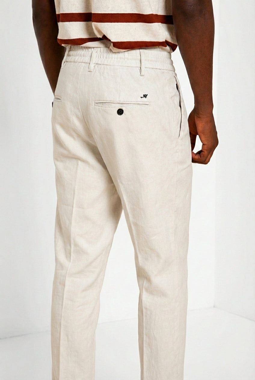 Milano Jogger men's chino pants in linen and cotton twill extra slim fit
