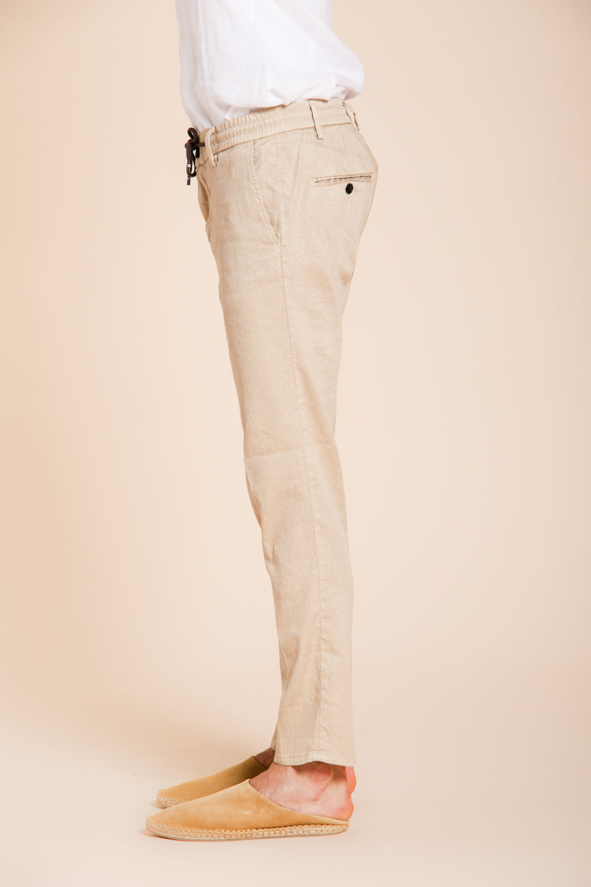 Milano Jogger pantalone chino uomo in twill di lino e cotone extra slim fit