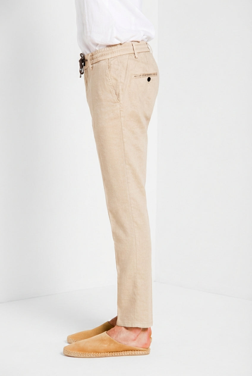 Milano Jogger Herren Chinohose aus Twill aus Leinen und Baumwolle extra slim fit