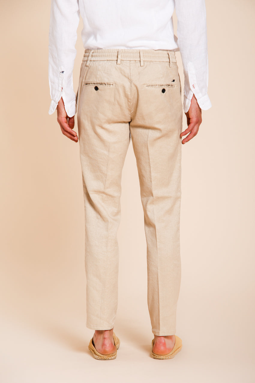 Milano Jogger pantalone chino uomo in twill di lino e cotone extra slim fit