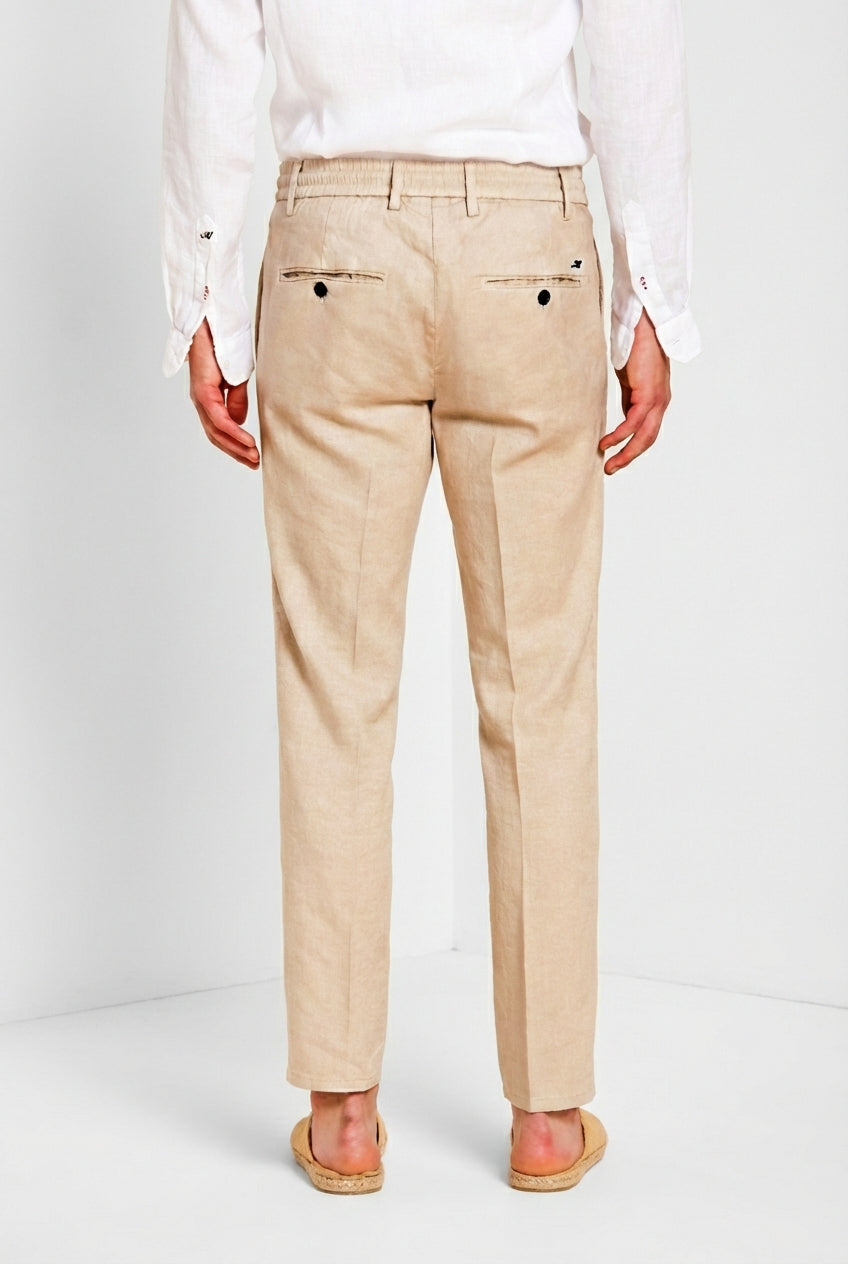 Milano Jogger men's chino pants in linen and cotton twill extra slim fit