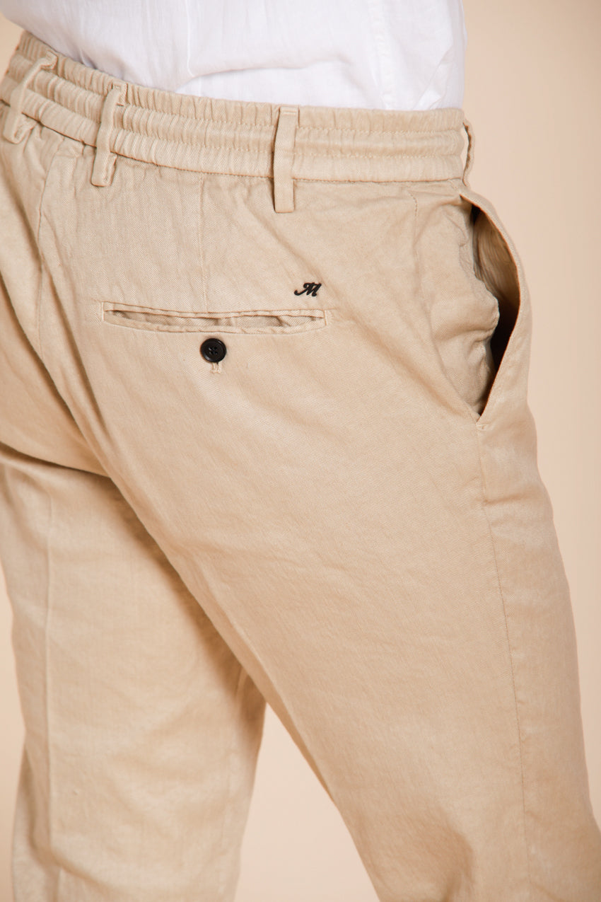 Milano Jogger pantalone chino uomo in twill di lino e cotone extra slim fit