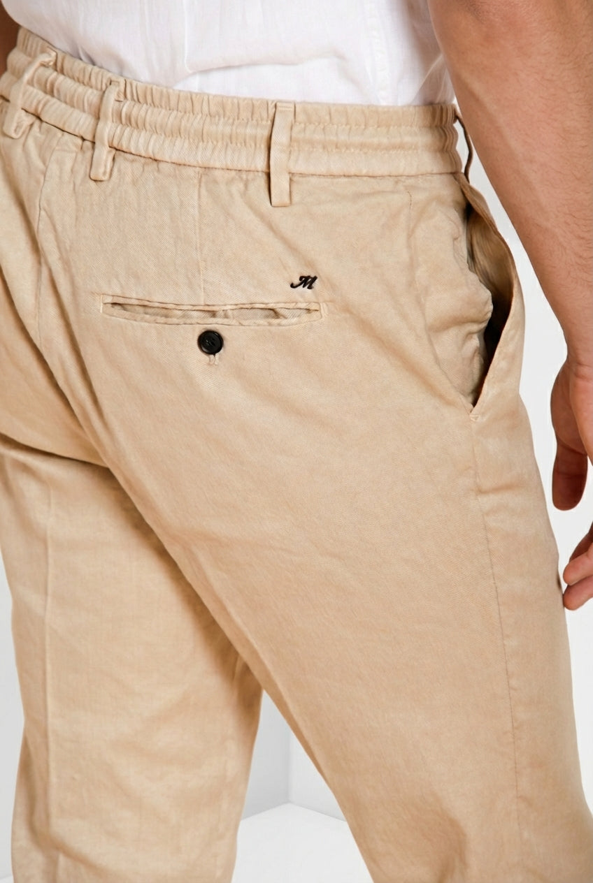 Milano Jogger pantalón chino hombre en twill de lino y algodón extra slim fit