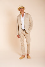 Milano Jogger pantalone chino uomo in twill di lino e cotone extra slim fit
