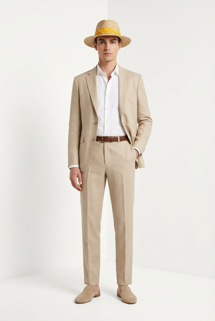 Milano Jogger Herren Chinohose aus Twill aus Leinen und Baumwolle extra slim fit