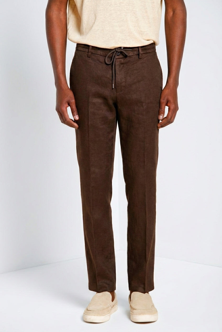 Milano Jogger pantalón chino hombre en twill de lino y algodón extra slim fit