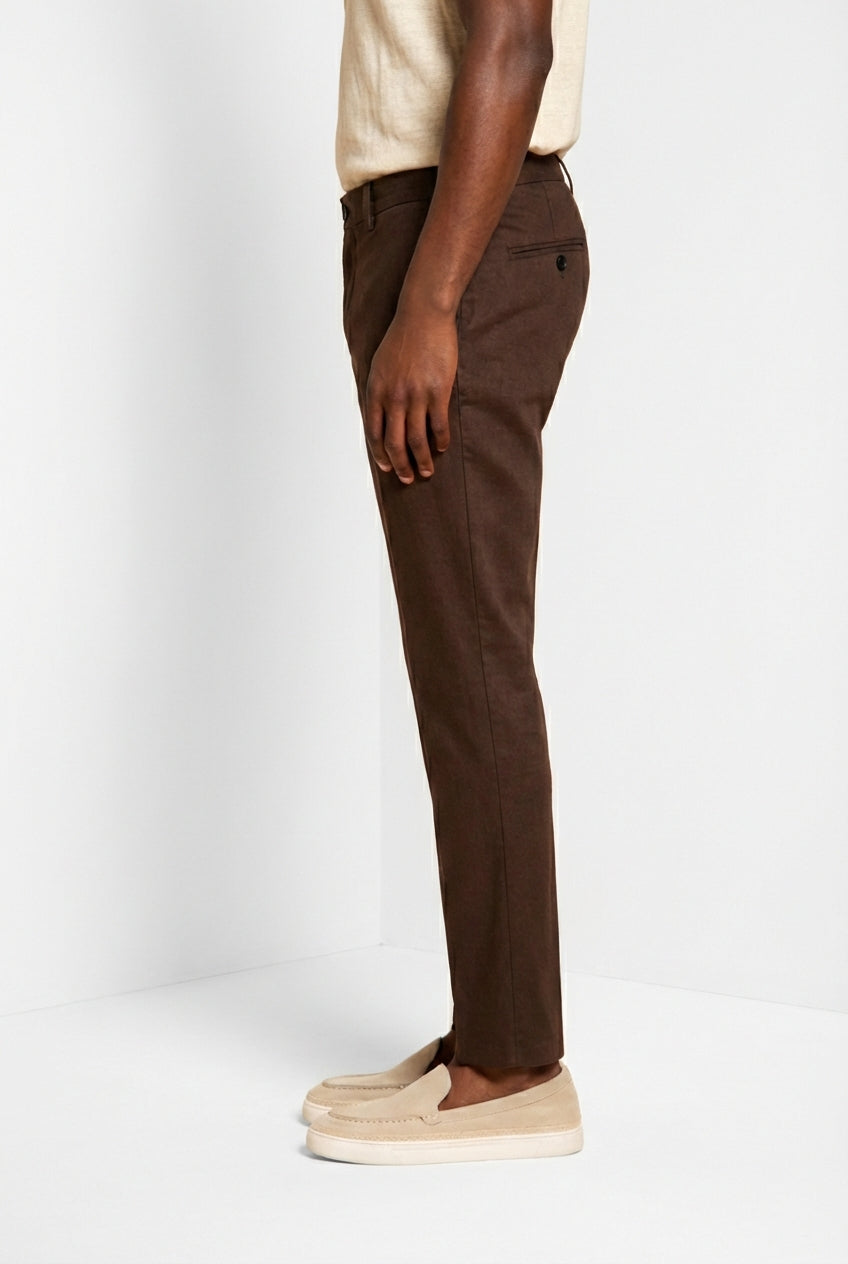 Milano Jogger pantalón chino hombre en twill de lino y algodón extra slim fit