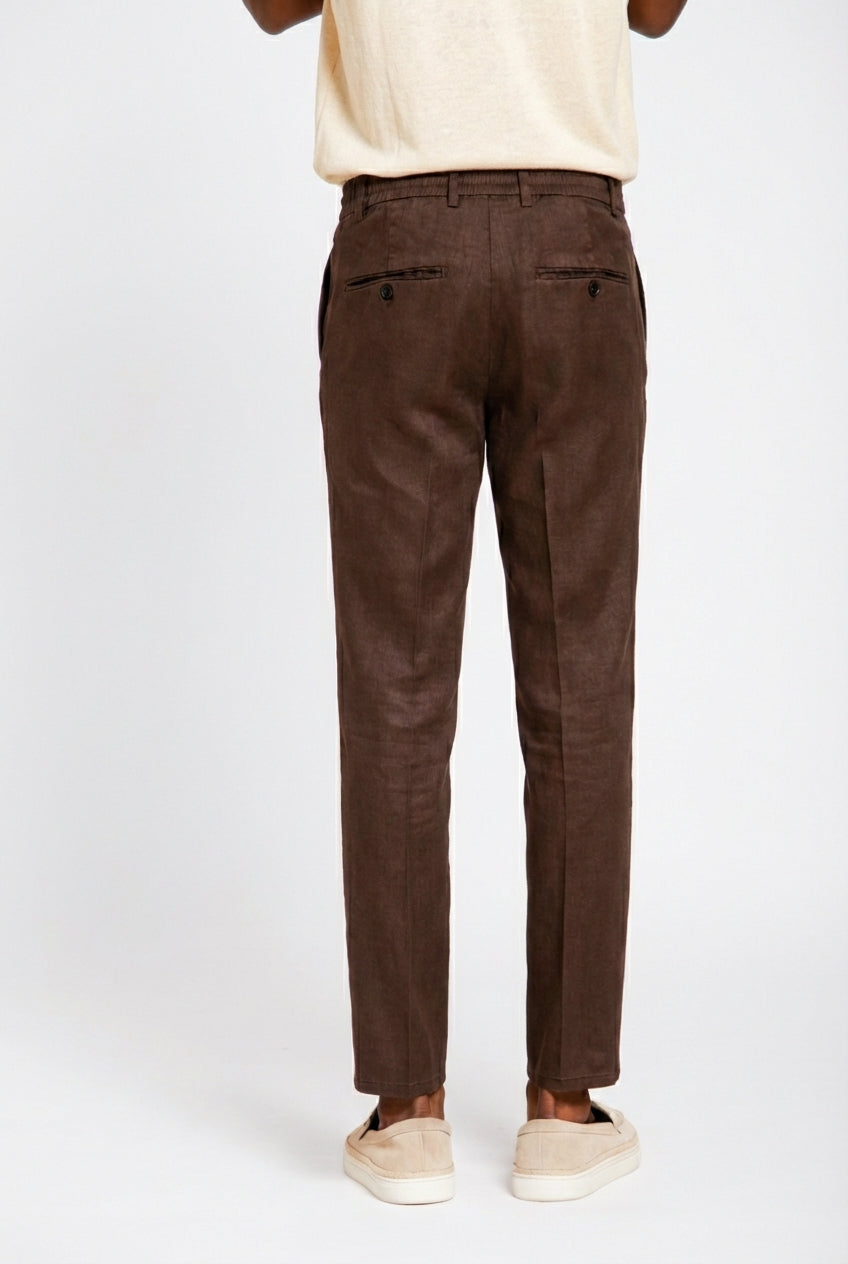 Milano Jogger pantalón chino hombre en twill de lino y algodón extra slim fit