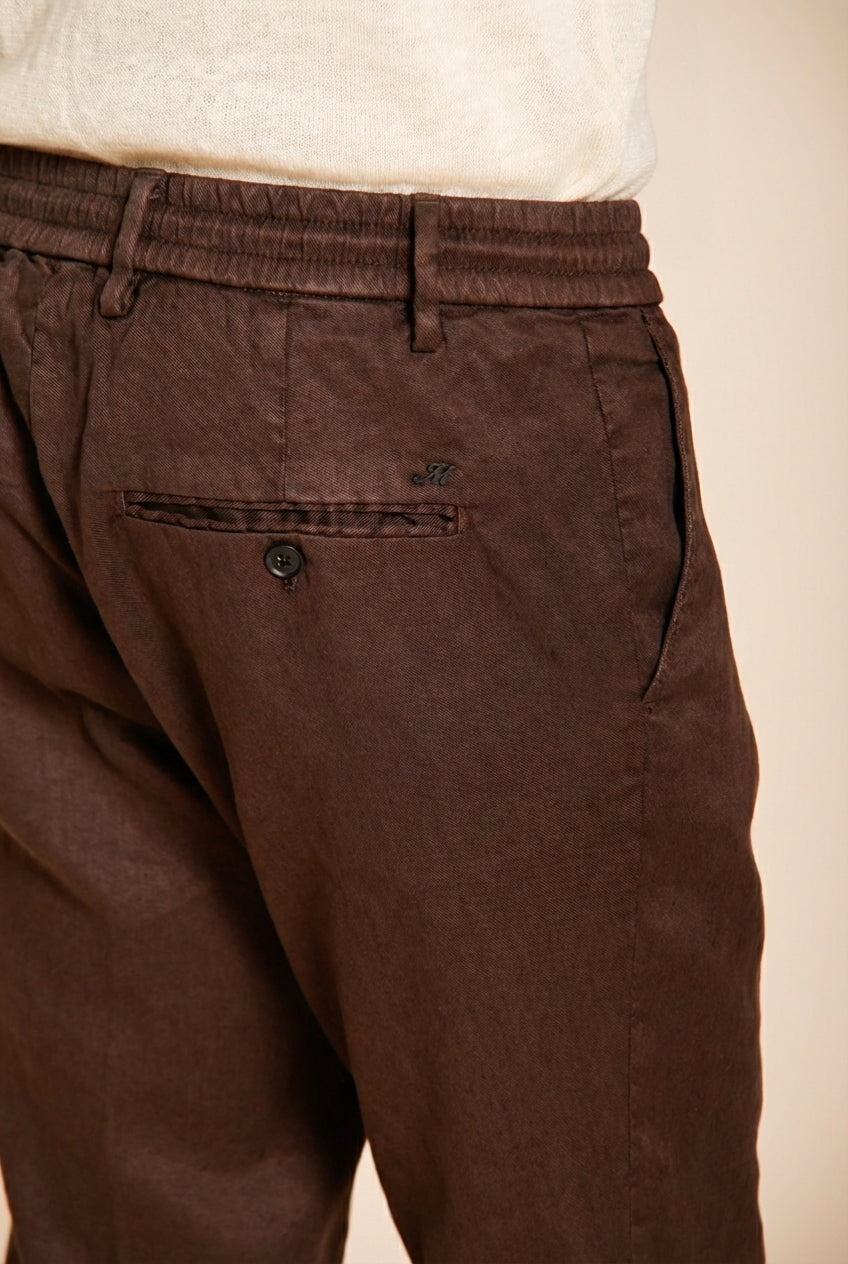 Milano Jogger men's chino pants in linen and cotton twill extra slim fit