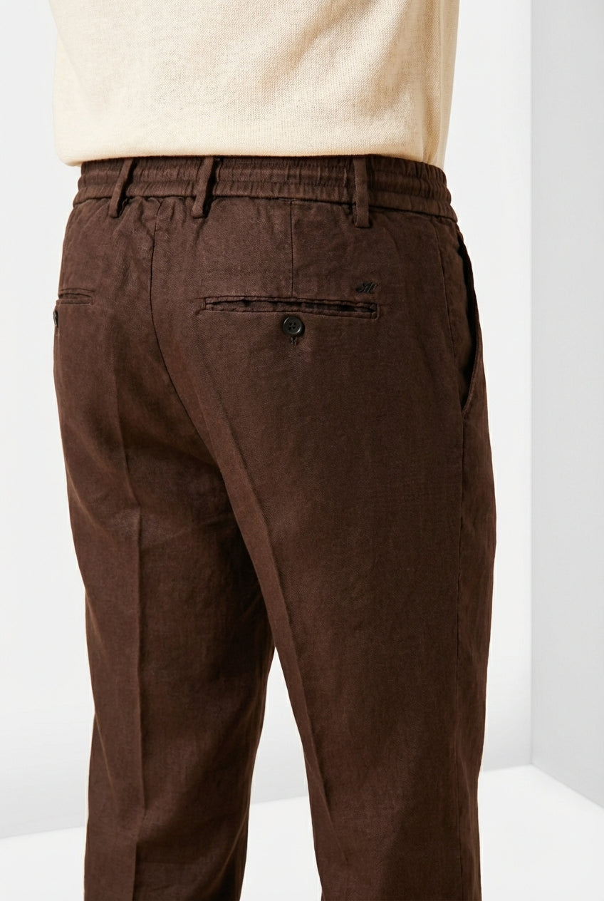 Milano Jogger pantalón chino hombre en twill de lino y algodón extra slim fit