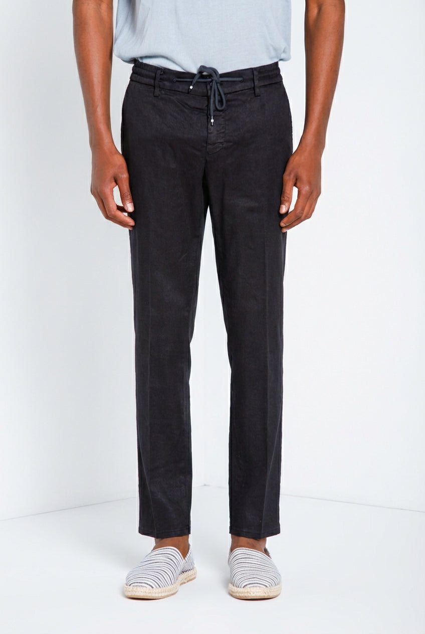 Milano Jogger pantalone chino uomo in twill di lino e cotone extra slim fit