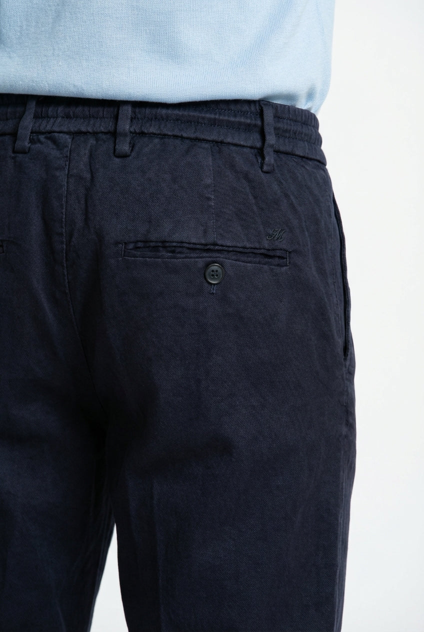 Milano Jogger pantalón chino hombre en twill de lino y algodón extra slim fit