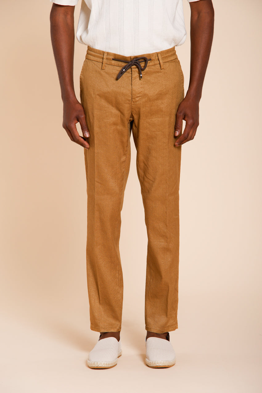 Milano Jogger pantalon chino homme en twill de lin et coton extra slim fit
