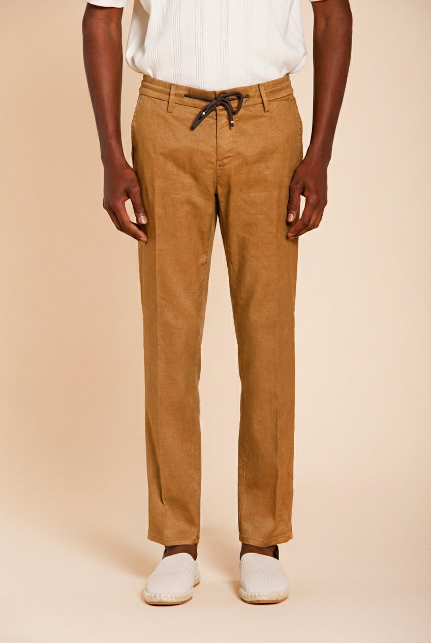 Milano Jogger men's chino pants in linen and cotton twill extra slim fit