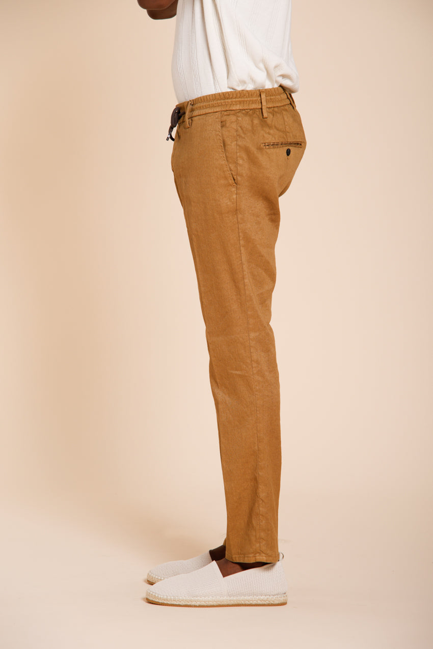 Milano Jogger pantalon chino homme en twill de lin et coton extra slim fit